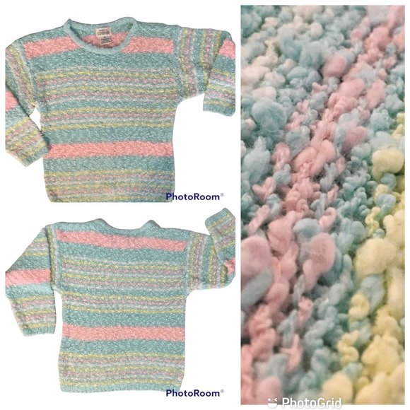Vintage 80s 90s Pastel Nubby Striped Sweater, Soft Girl Pastel Sweater, VSCO - Picture 1 of 10